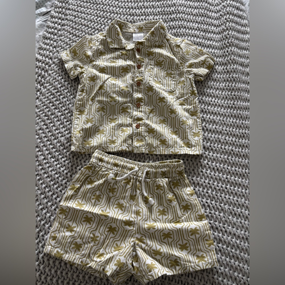 Kids Striped Palm Set - Green and White